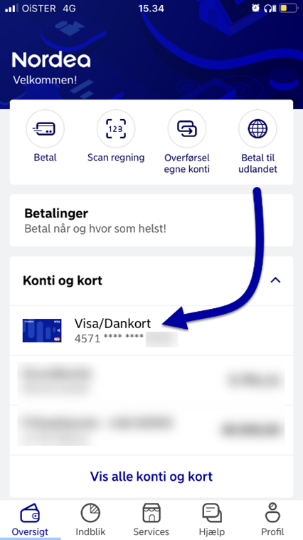 Spærring af kort - netbank 1